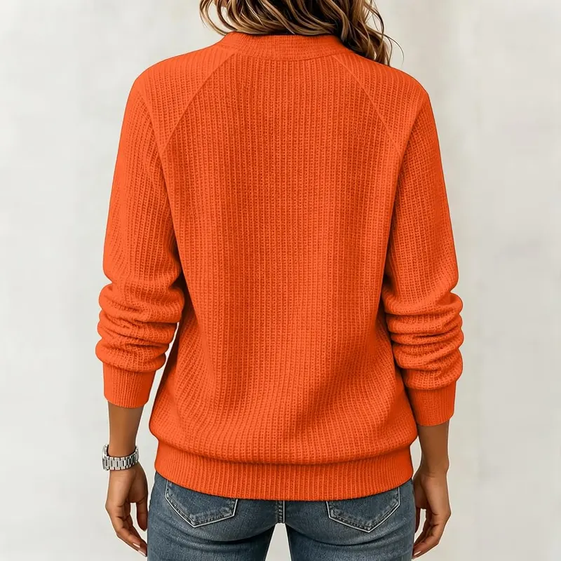 Womens Quarter Zip Pullover Waffle Knit Crewneck – product photo 4 of 4