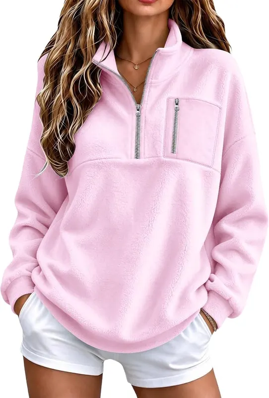 Gumipy Womens Quarter Zip Sweatshirt Pullover Sherpa – product photo 2 of 8