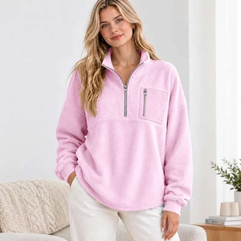 Gumipy Womens Quarter Zip Sweatshirt Pullover Sherpa – product photo 3 of 8