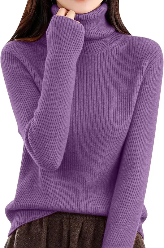 Womens Turtleneck Sweater Long Sleeve Pull Over