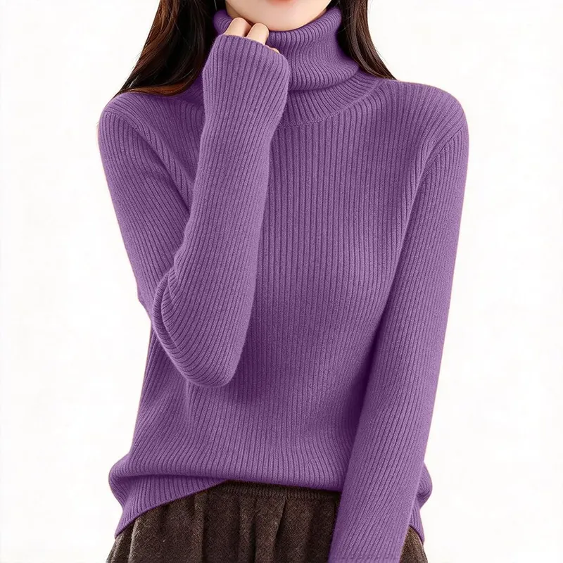 Womens Turtleneck Sweater Long Sleeve Pull Over – product photo 2 of 6