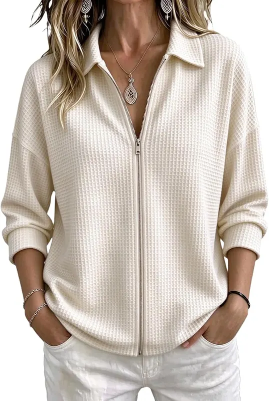 Womens Zip Up Jacket Casual Loose Fit – product photo 2 of 7