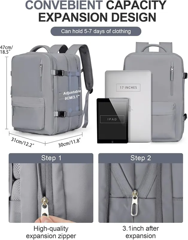 WONHOX Large Travel Laptop Backpack Expandable Flight – product photo 4 of 8
