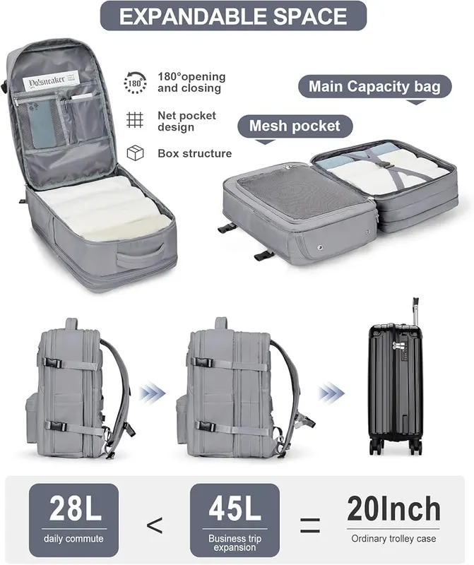 WONHOX Large Travel Laptop Backpack Expandable Flight – product photo 7 of 8