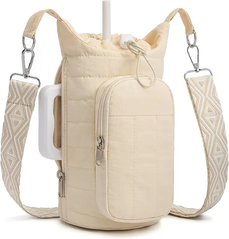 WOOMADA Water Bottle Holder Bag Beige in Beige