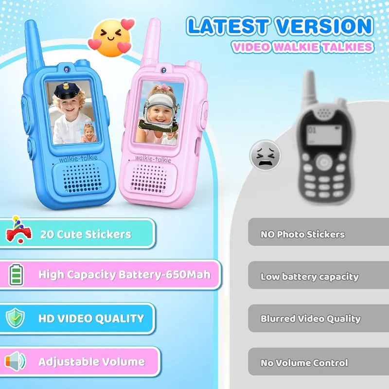 Wootoy Video Walkie Talkies Pink Blue – 20 sticker effects for video calls