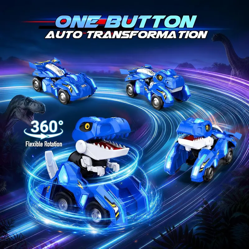 WootoyCar Dinosaur Transforming RC Car – One-key dinosaur-to-car transformation