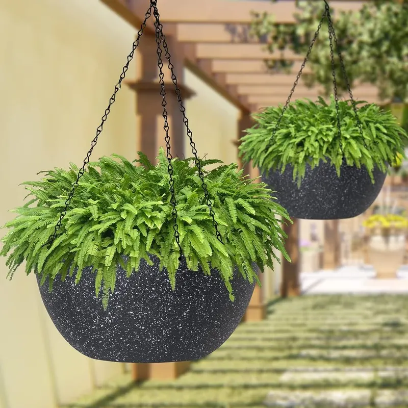 WOUSIWER 13 inch 2Pack Large Hanging Planters – Indoor/Outdoor Use