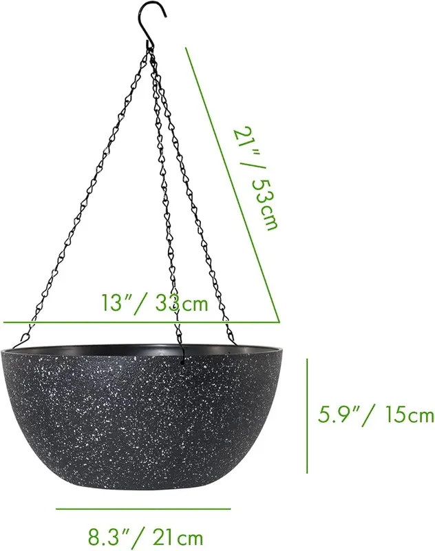 WOUSIWER 13 inch 2Pack Large Hanging Planters – Weather Resistant and Durable