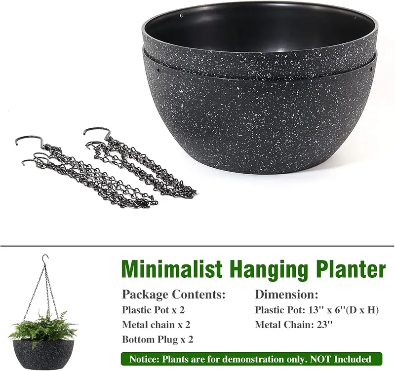 WOUSIWER 13 inch 2Pack Large Hanging Planters – Really Nice Gift