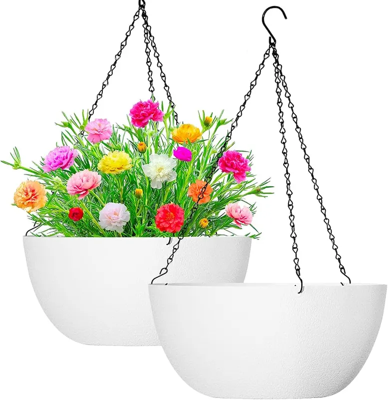 WOUSIWER 13 inch 2Pack Large Hanging Planters