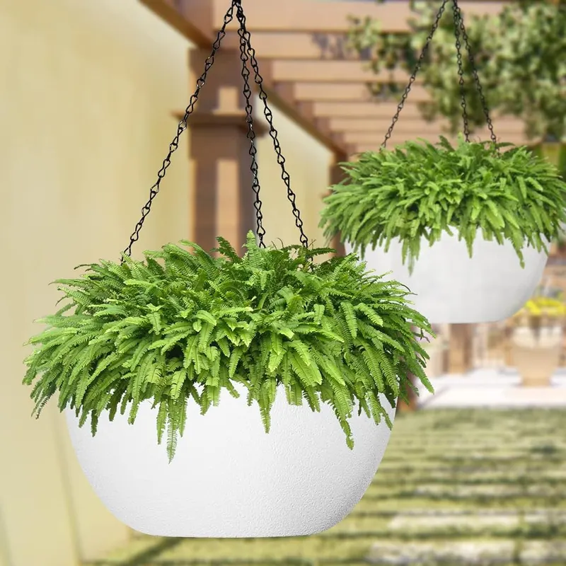 WOUSIWER 13 inch 2Pack Large Hanging Planters – Indoor/Outdoor Use