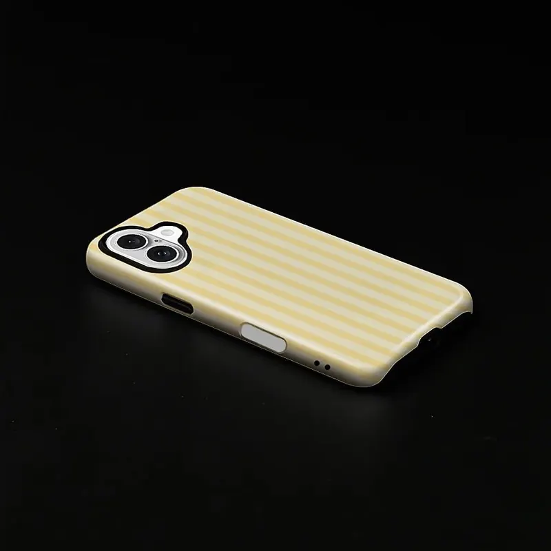 Wqwaxxc Compatible Yellow Stripes Vertical Lines-Glossy – Double Layer Case