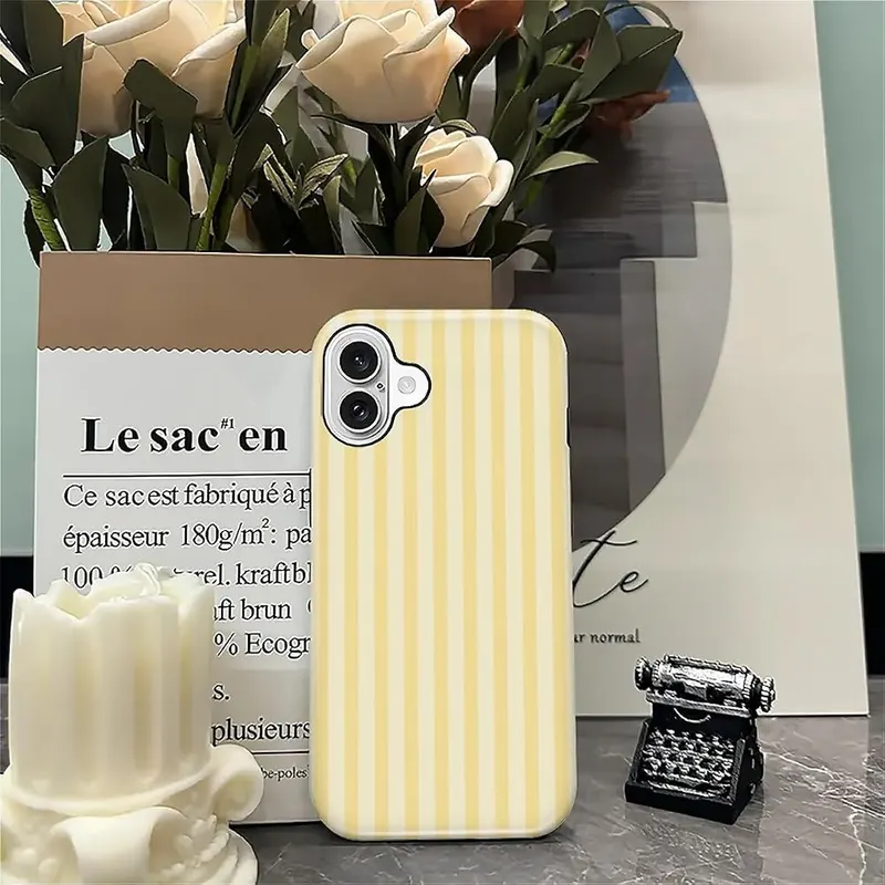 Wqwaxxc Compatible Yellow Stripes Vertical Lines-Glossy – TOP ACCESSORIES:This iPhone 16 case is the perfect
