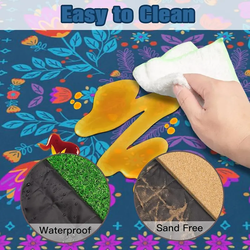 Wruzbxcn Picnic Blankets Extra Large Waterproof 3-Layer – Easy to Clean & Machine