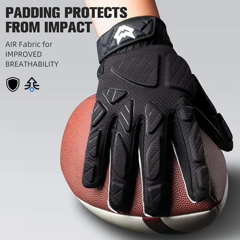 WVVOU Padded Football Gloves – Sticky silicone palm grip