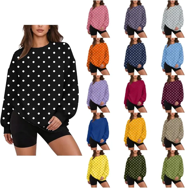 WWPPAION Polka Dot Sweatshirt Y2k in Black