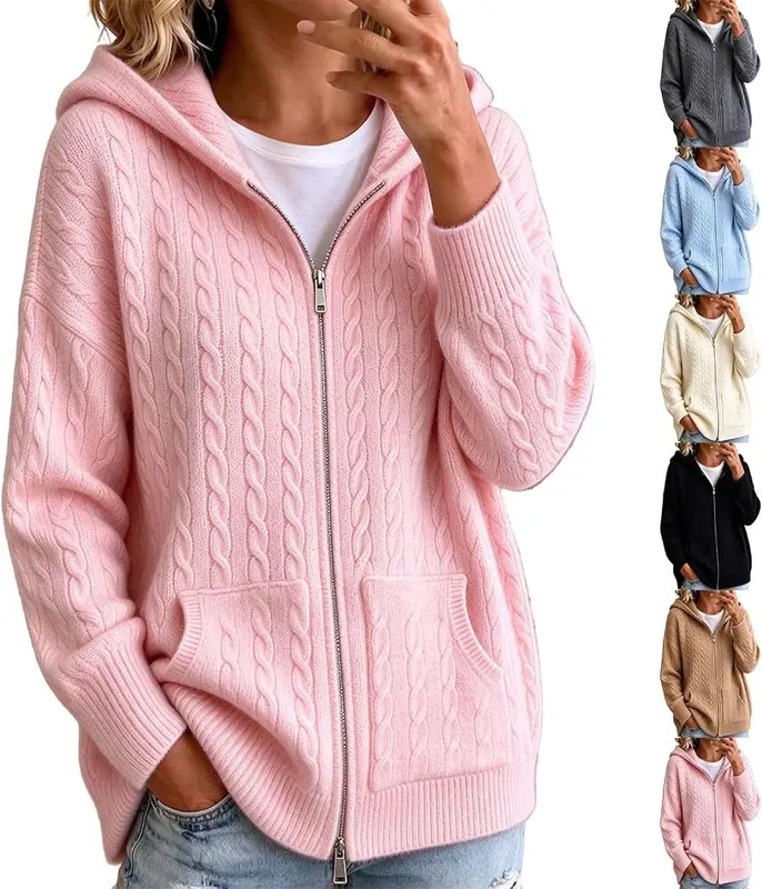 WWPPAION Zip Up Sweaters in Pink
