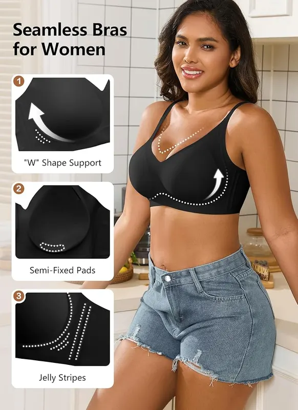 Xcutting Women’s Wireless Bras – Black color, size XL