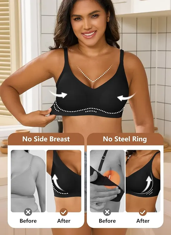 Xcutting Women’s Wireless Bras – Full coverage V-neck design