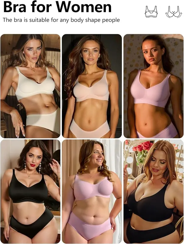 Xcutting Women’s Wireless Bras – 3D jelly bar support