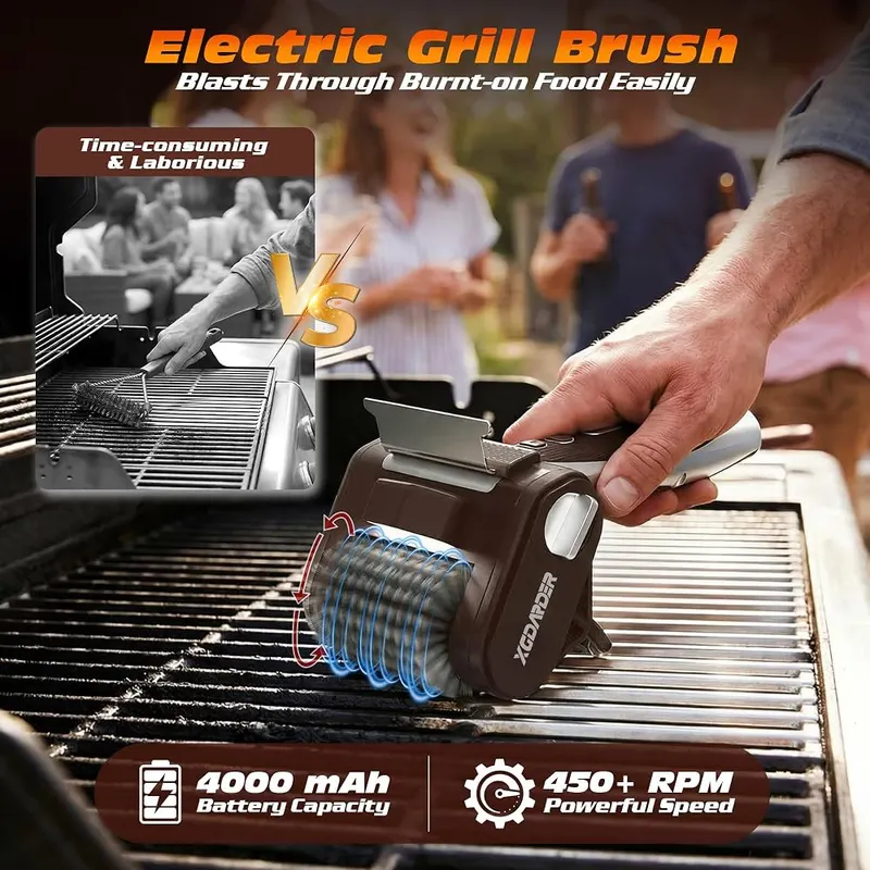 XGDARDER Electric Grill Brush – Motorized stainless steel roller brush