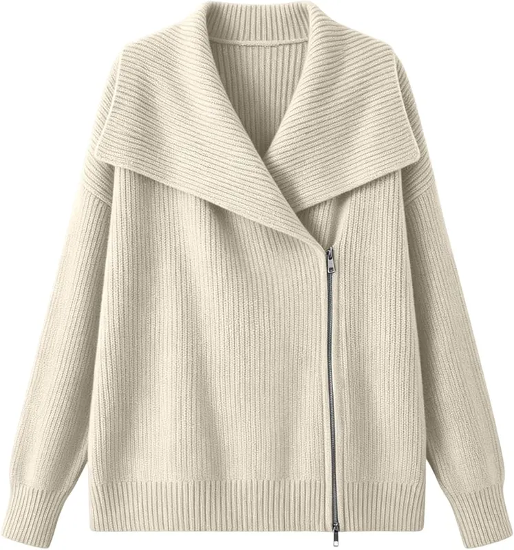 XINGJIAARTS Knit Cardigans – Zip up front closure