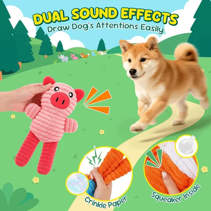 XIUGOAL Squeaky Dog Toys – Dual Sound Effects & Full of Fun