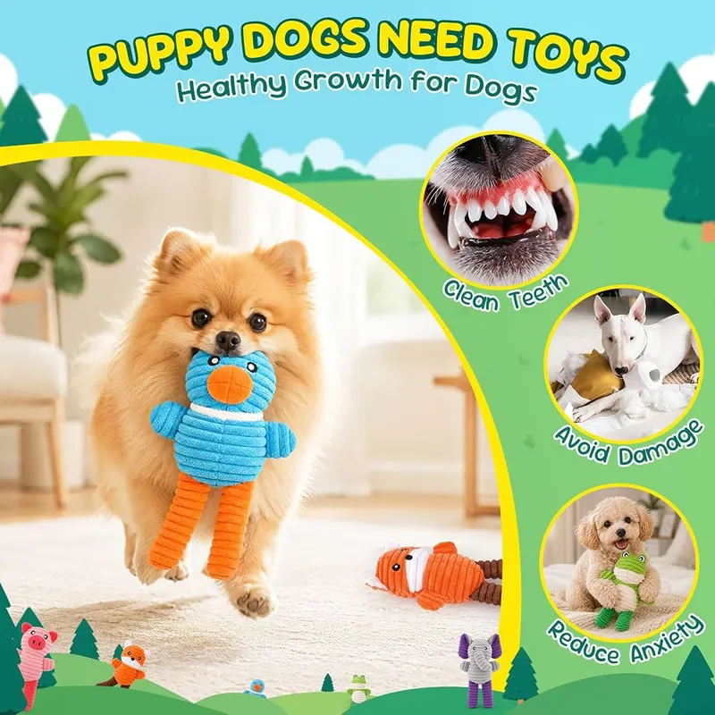 XIUGOAL Squeaky Dog Toys – Puppy Teething Toys for Oral Care