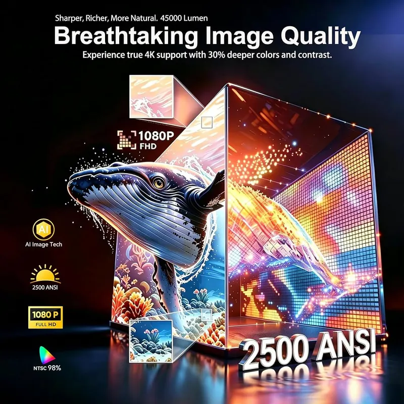XIWBSY Google TV Smart Projector 4K – 2500ANSI High Brightness & 4K Ultra HD Visual