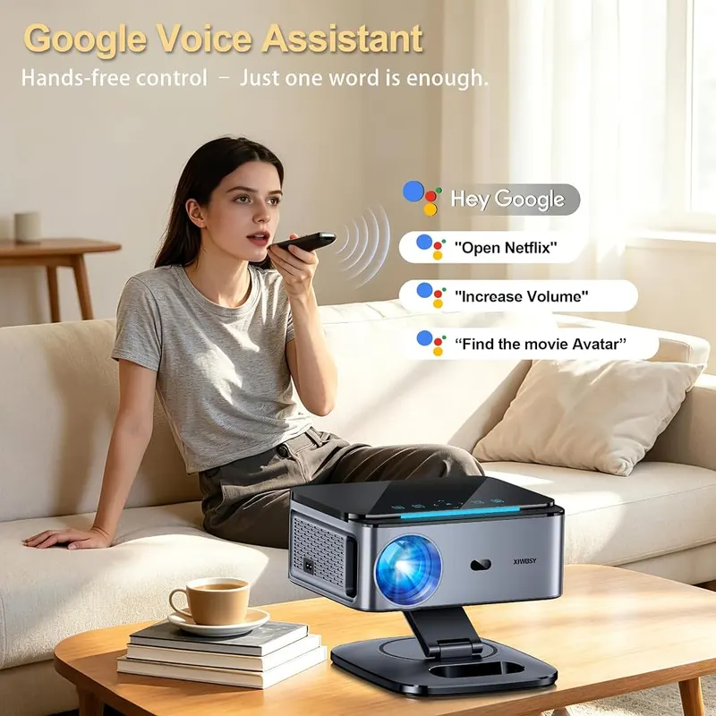 XIWBSY Google TV Smart Projector 4K – GTV Voice Assistant & Wireless GTV Cast Mirroring】Integrated