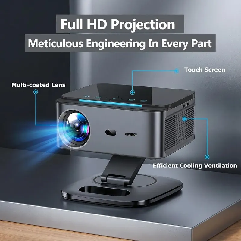 XIWBSY Google TV Smart Projector 4K – Dual 10W HiFi Stereo Speakers & Immersive Spatial