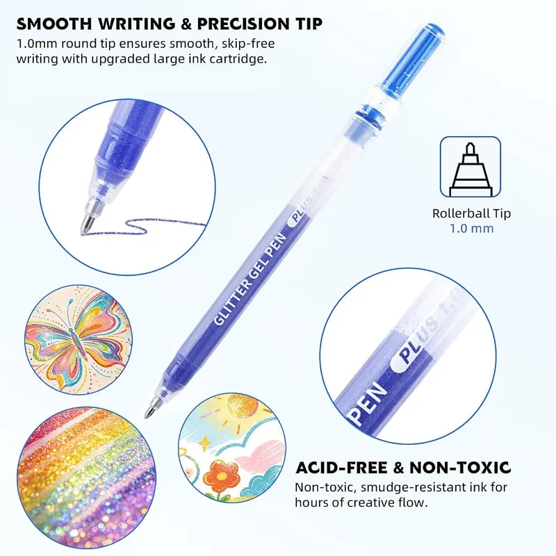Xmusk Glitter Gel Pen – Dual shining fine glitter ink