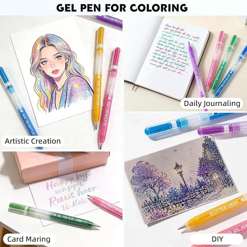 Xmusk Glitter Gel Pen – Comfortable grip for extended writing