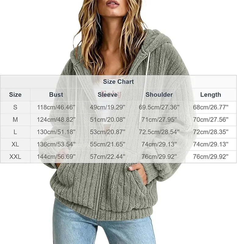 XOGWVJ Fleece Jackets #Y01-gray – Attached hood for extra warmth