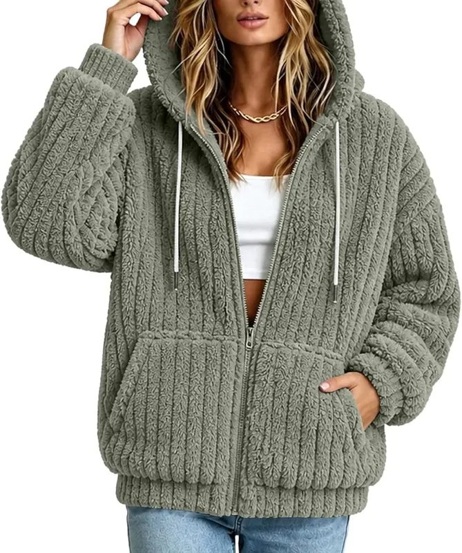 XOGWVJ Fleece Jackets #Y01-gray – Handy pockets for daily essentials