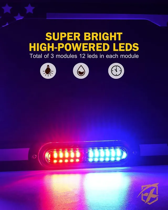 Xprite 36 LED License Plate Strobe Light – American Flag Pattern