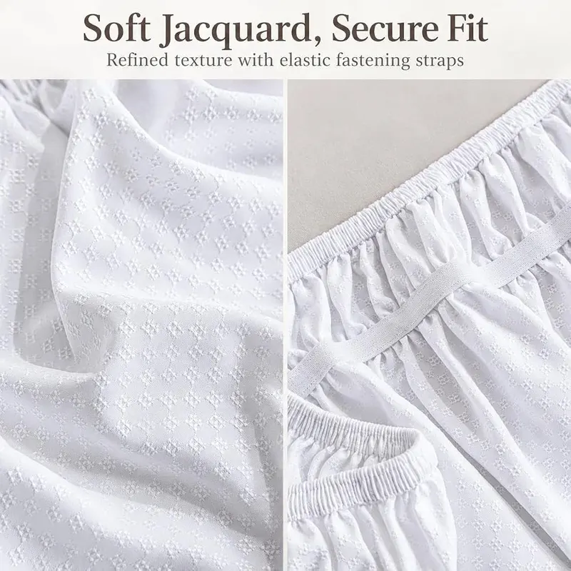 xuan dian Wrap Around Bed Skirt White – Premium Polyester Fabric for Durability & Comfort