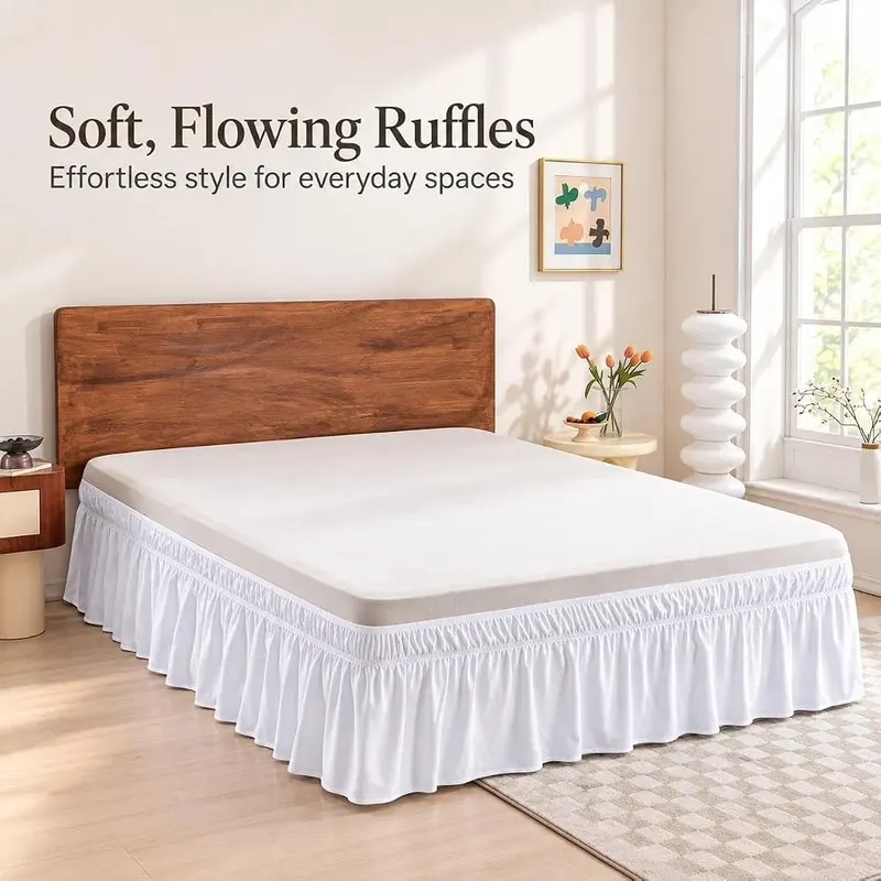 xuan dian Wrap Around Bed Skirt White – product photo 7 of 7