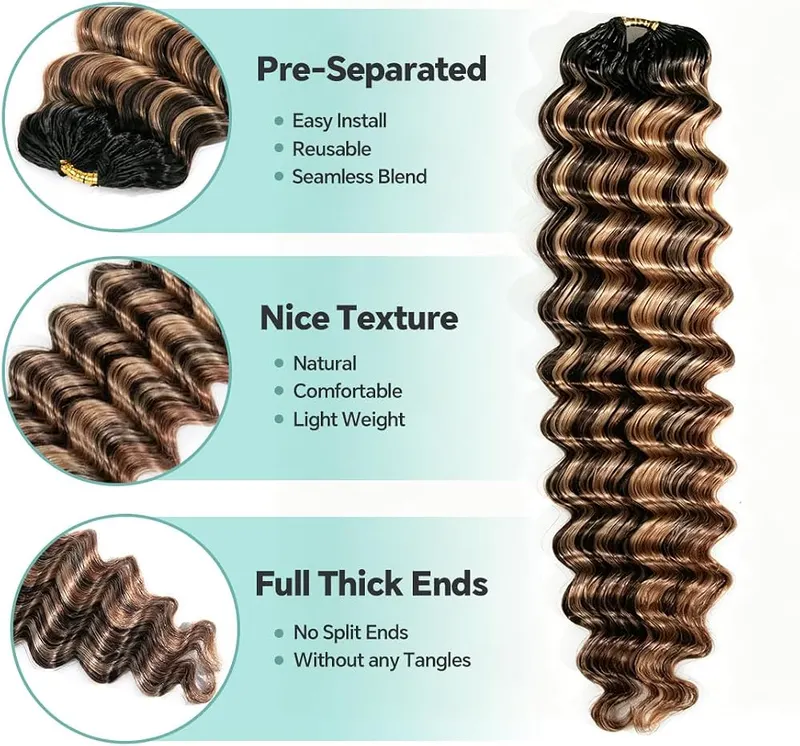 Y WIGS YWIGS Deep Wave Crochet Human Hair Reusable – Made from unprocessed human hair