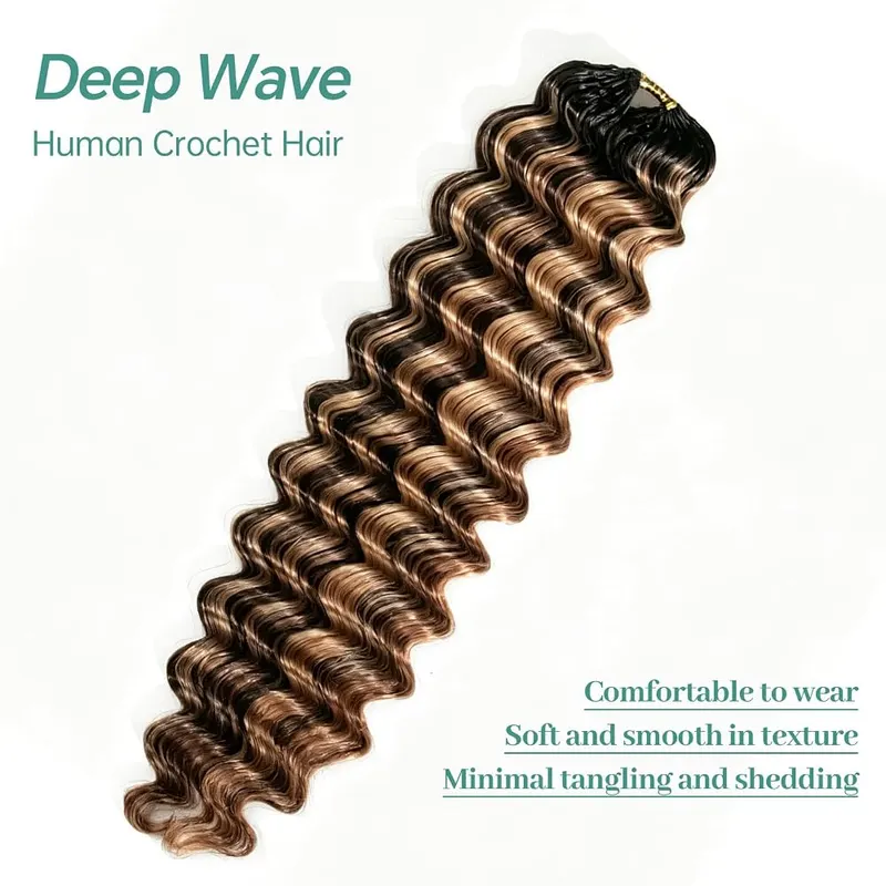 Y WIGS YWIGS Deep Wave Crochet Human Hair Reusable – Pre-separated and pre-fluffed bundles