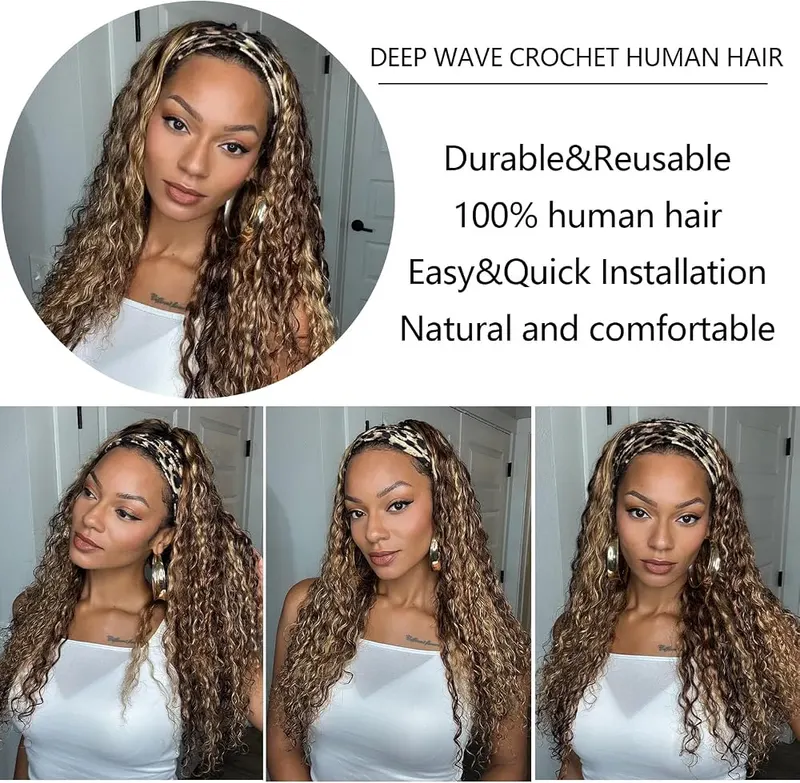 Y WIGS YWIGS Deep Wave Crochet Human Hair Reusable – Heat-friendly for mild restyling