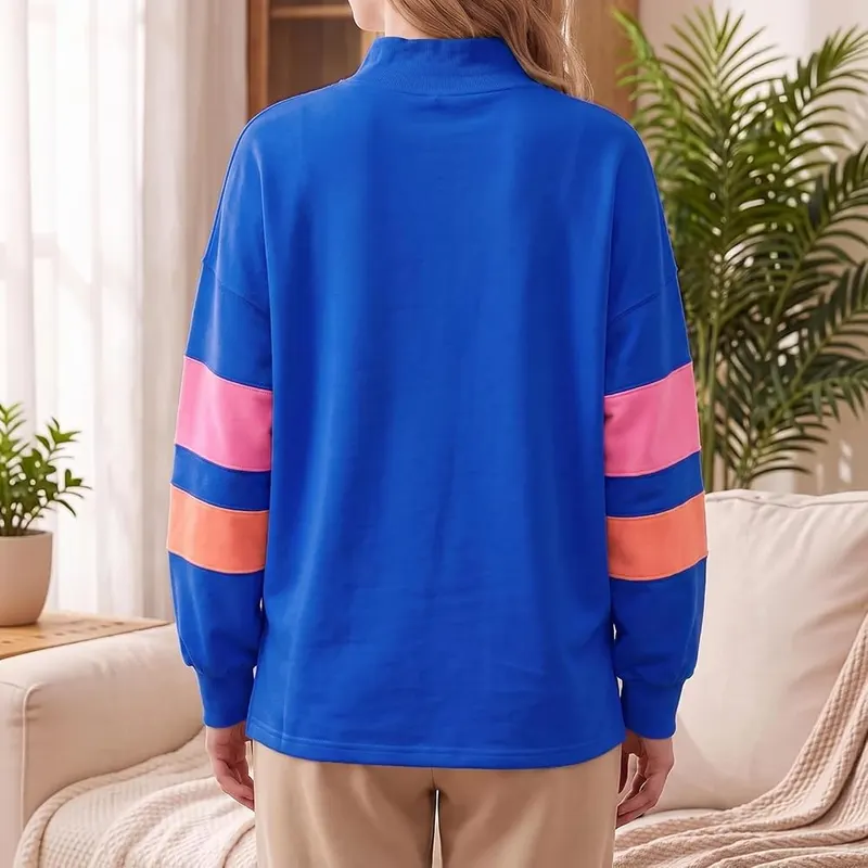 yakyamgi Mock Neck Sweatshirt A004-blue – Mock Neck Silhouette