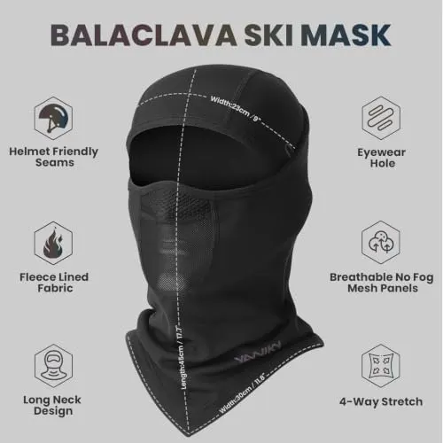 YANIKY Winter Balaclava Ski Mask Black – Warm breathable face cover