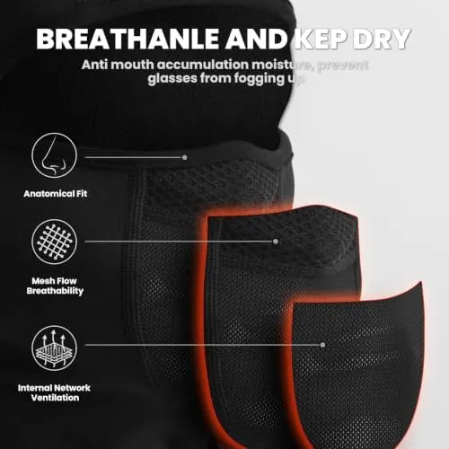 YANIKY Winter Balaclava Ski Mask Black – Unisex one size design