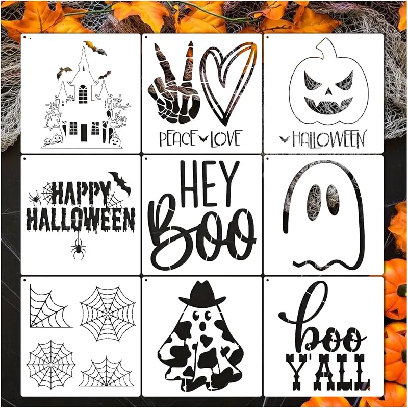 Yanroom 9pcs Halloween Stencils