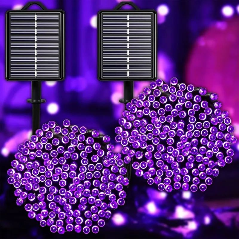 YAOZHOU Solar Halloween String Lights 200Led in Purple