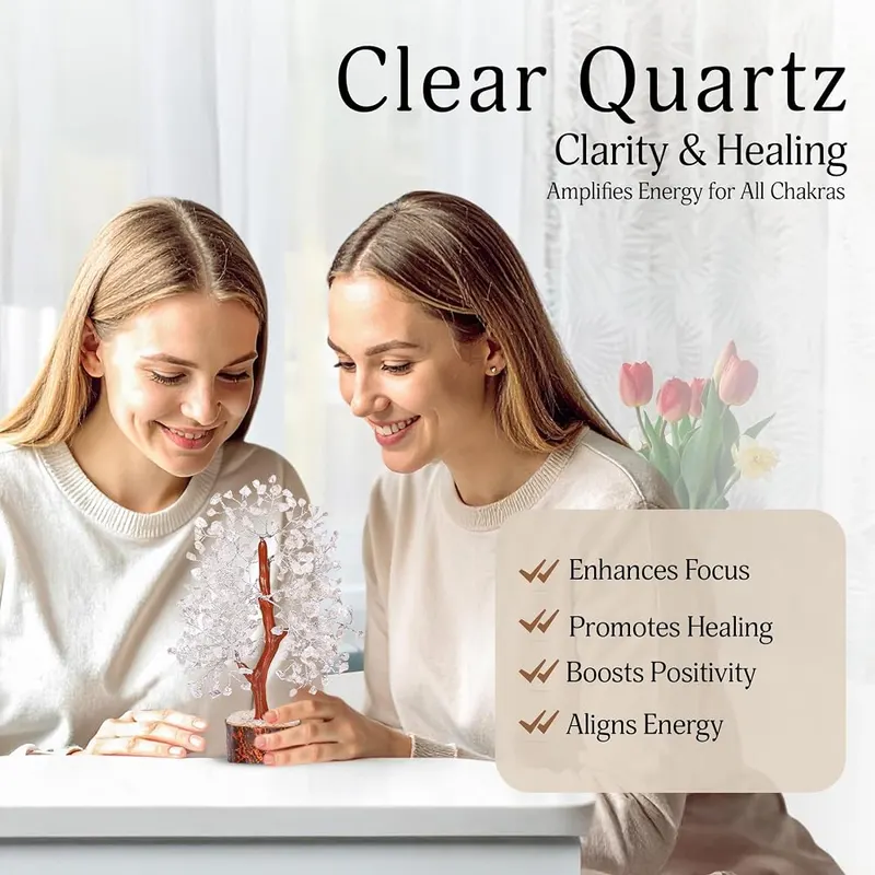 YATSKIA Clear Quartz Crystal Tree – Tree of life - This chakra tree is
