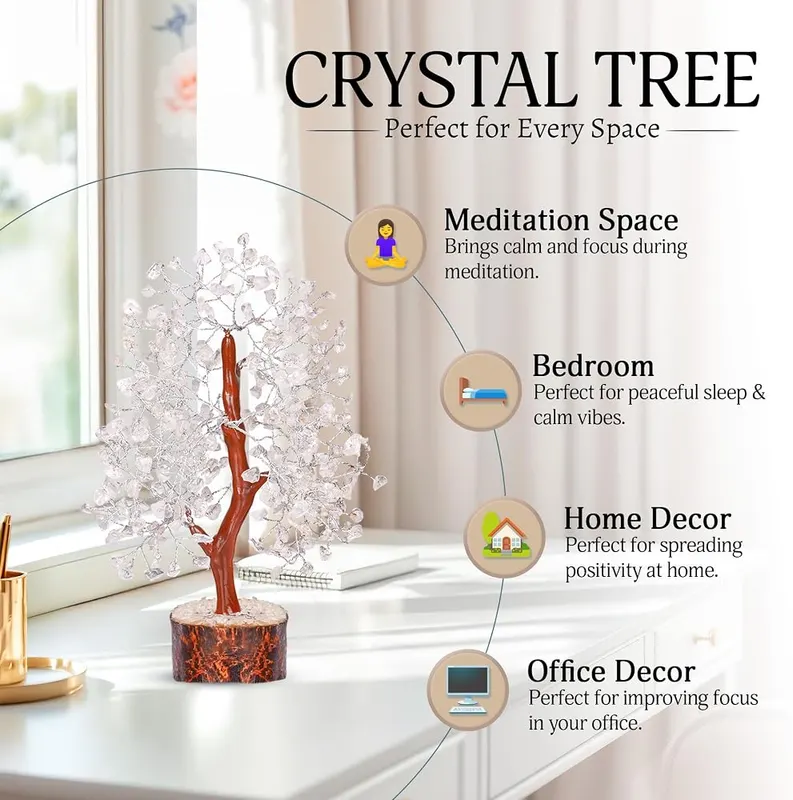 YATSKIA Clear Quartz Crystal Tree – Feng Shui Decor - In Feng Shu realm