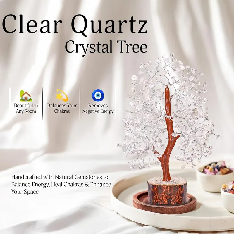 YATSKIA Clear Quartz Crystal Tree – Good Luck Money Tree - In the ancient